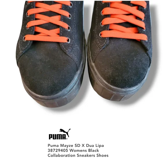 PUMA Mayze SD x Dua Lipa Black/Blue Glow Orange Platform Sneakers Women Size 8½ - Picture 12 of 13